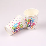 Set 6 Pahare, Flippy, Imprimeu Happy Birthday, din Carton, 7.5 x 7.8 cm, Multicolor