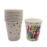 Set 6 Pahare, Flippy, Imprimeu Happy Birthday, din Carton, 7.5 x 7.8 cm, Multicolor