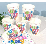 Set 6 Pahare, Flippy, Imprimeu Happy Birthday, din Carton, 7.5 x 7.8 cm, Multicolor