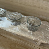 Set 6 Pahare Shot din Sticla Vivimall, cu Suport din Lemn, Design Rustic, 49.5 x 7 x 6.5 cm, Maro - vivimall.ro