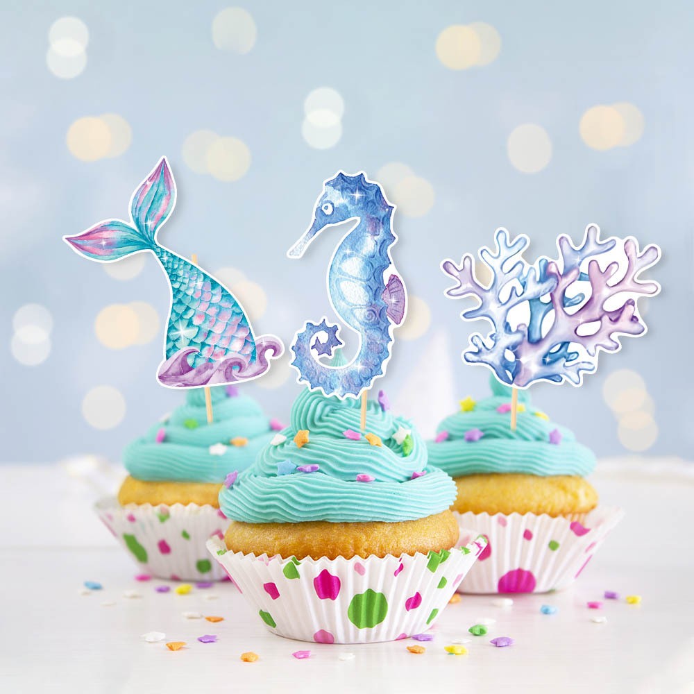 Set 6 Props-Uri Pentru Prajituri Mermaid | MysticMermaid - vivimall.ro