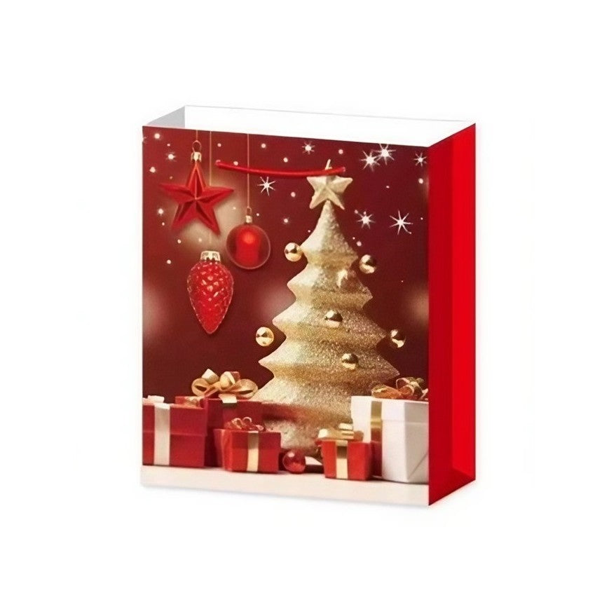 Set 6 Pungi Cadou, Vivimall, Imprimeu Tematica Brad de Craciun, Model Random, din Hartie, Impachetare Usoara a Cadourilor, 18.5x22.5x8.5 cm, Multicolor