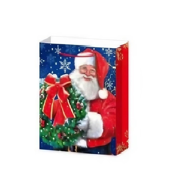 Set 6 Pungi Cadou, Flippy, Imprimeu Tematica Mos Craciun, Model Random, din Hartie, Impachetare Usoara a Cadourilor, 18.5x22.5x8.5 cm, Multicolor