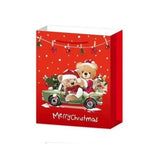 Set 6 Pungi Cadou, Flippy, Imprimeu Tematica Mos Craciun, Ursuleti, Brazi, Model Random, din Hartie, Impachetare Usoara a Cadourilor, 18.5x22.5x8.5 cm, Multicolor