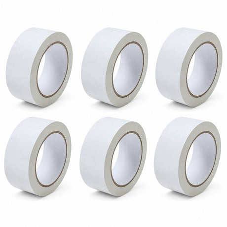 Set 6 role bandă adezivă low noise albă pentru ambalare colete, 5 cm × 66 m, vedere de ansamblu