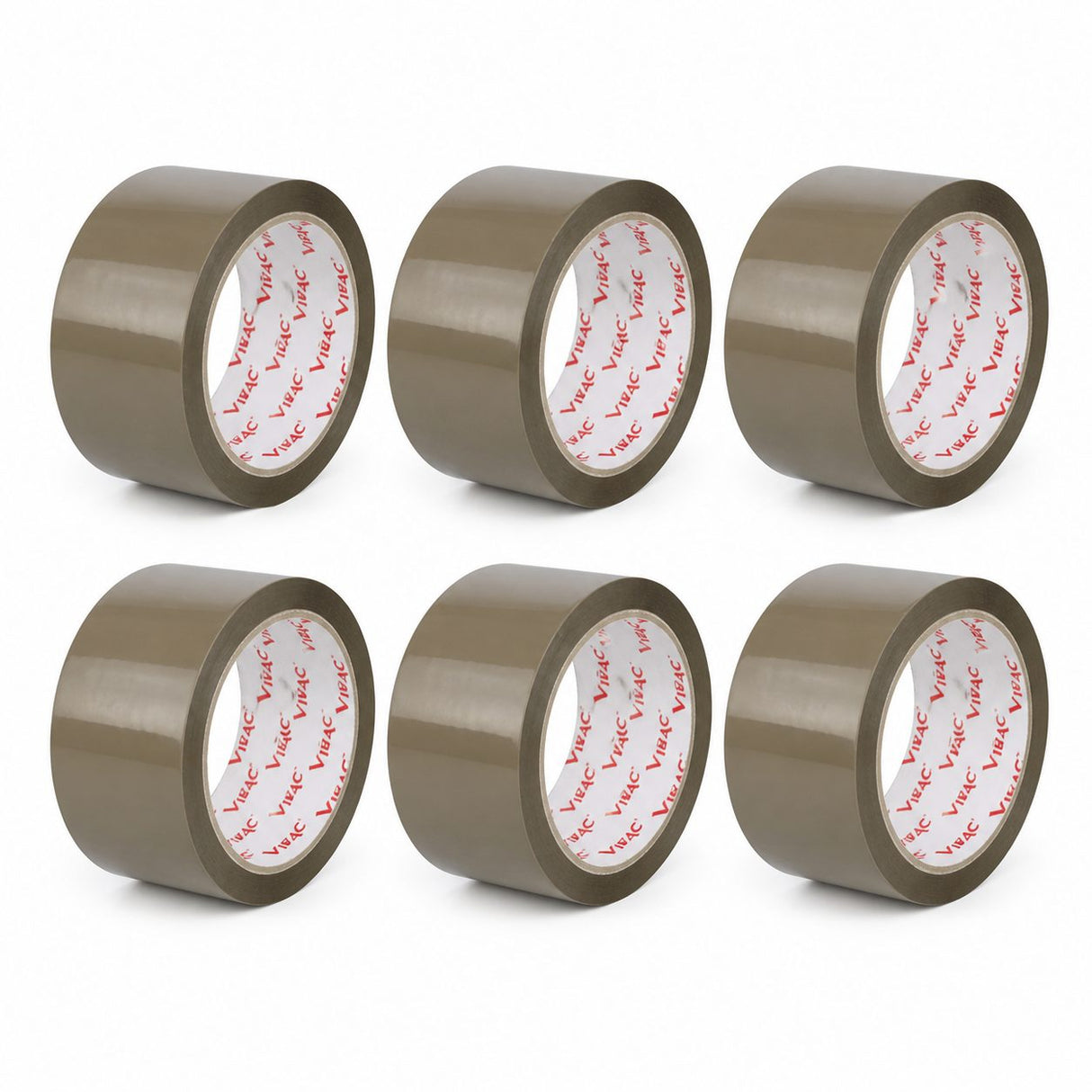 Set 6 Role Banda Adeziva Solvent Vibac pentru Ambalare Cutii si Sigilare Colete, Rezistenta, Aderenta Ridicata, 48 mm x 60 m, Maro