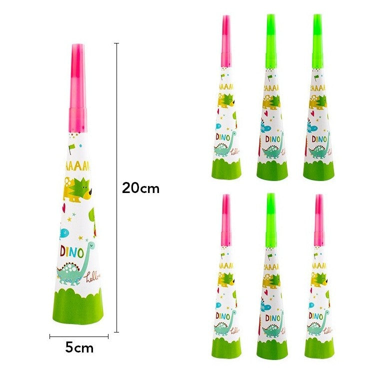 Set 6 Suflatori, Vivimall, Colectia Dino Park, 20 x 5 cm, din Carton, Multicolor - vivimall.ro