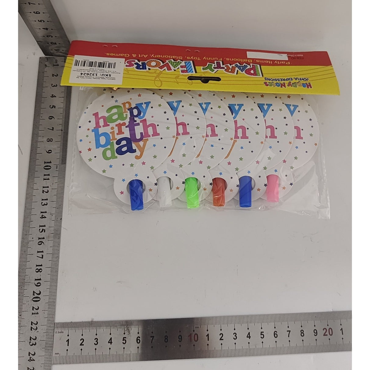 Set 6 Suflatori, Vivimall, Colectia Happy Birthday, 19 x 11 cm, din Carton/Plastic/Hartie, Multicolor - vivimall.ro