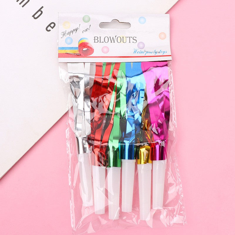 Set 6 Fluiere Party Cu Franjuri, Din Plastic,