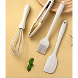 Set 6 Ustensile De Bucatarie, Din Silicon+Inox, Termorezistente, Antiaderente, 23 X 13 X 3 Cm, Alb Ivory - vivimall.ro