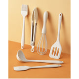 Set 6 Ustensile De Bucatarie, Din Silicon+Inox, Termorezistente, Antiaderente, 23 X 13 X 3 Cm, Alb Ivory - vivimall.ro