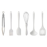 Set 6 Ustensile De Bucatarie, Din Silicon+Inox, Termorezistente, Antiaderente, 23 X 13 X 3 Cm, Alb Ivory - vivimall.ro