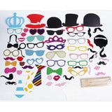 Set 60 De Accesorii Pentru Petrecere, Props Pentru Coltul De Poze, Ochelari, Palarii, Mustata, Cravata, Pentru Evenimente - vivimall.ro