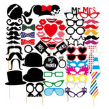 Set 60 De Accesorii Pentru Petrecere, Props Pentru Coltul De Poze, Ochelari, Palarii, Mustata, Cravata, Pentru Evenimente - vivimall.ro