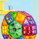 Set 60 de Piese Magnetice de Constructie, Vivimall, Magnetic Tiles, Piese Mari, Forme Geometrice, 3 Ani, ABS, Magnet, 20.5 x 14.5 x 12 cm, Multicolor - vivimall.ro