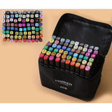 Set 60 Markere, Flippy, pe Baza de Ulei, Dublu Capat, Subtire 1mm si Gros 6 mm, Geanta Depozitare, 15 cm, Multicolor - vivimall.ro