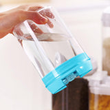 Set 7 Cutii de Depozitare Alimente, Vivimall, 2 x 500ml, 2 x 800ml, 2 x 1200ml, 1 x 1900 ml, Capac Albastru, din PP+PET, Inchidere Ermetica, Transparent - vivimall.ro