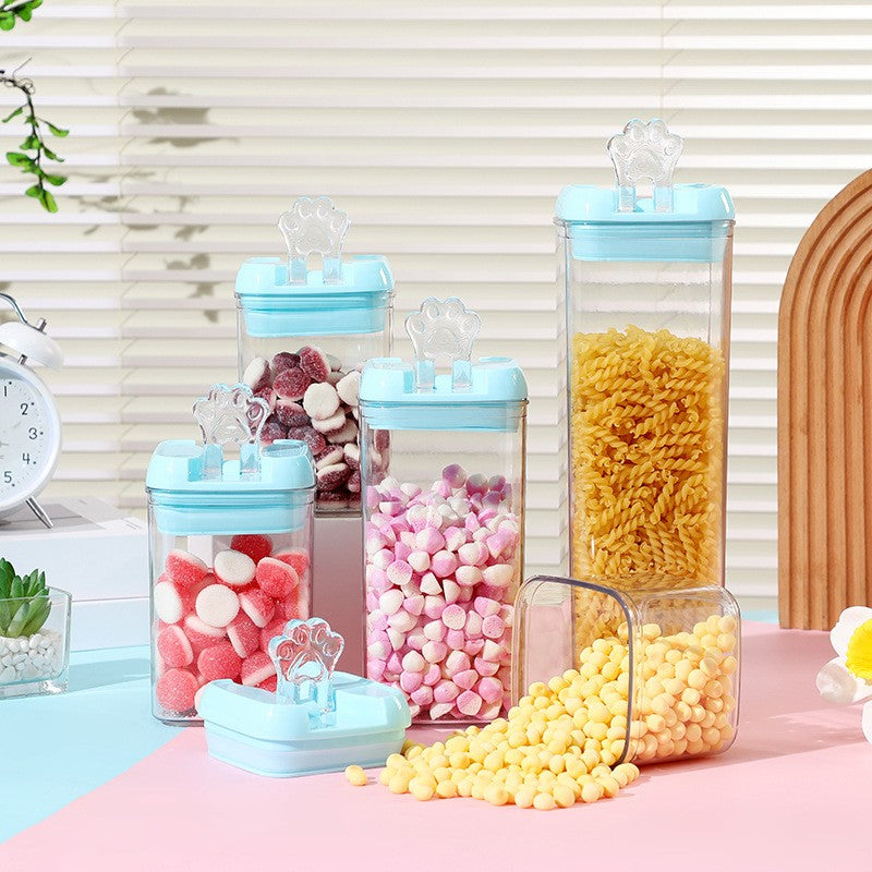 Set 7 Cutii de Depozitare Alimente, Vivimall, 2 x 500ml, 2 x 800ml, 2 x 1200ml, 1 x 1900 ml, Capac Albastru, din PP+PET, Inchidere Ermetica, Transparent - vivimall.ro