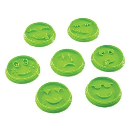 Set 7 Forme de Prajituri, Vivimall, Model Emoticoane Smiley Face, Diferite Expresii, 7.7 x 1.5 cm, din PP, Verde - vivimall.ro