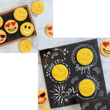 Set 7 Forme De Prajituri, Model Emoticoane Smiley Face, Diferite Expresii, 7.7 X 1.5 Cm, Din Pp, Verde - vivimall.ro