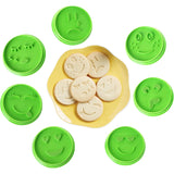 Set 7 Forme De Prajituri, Model Emoticoane Smiley Face, Diferite Expresii, 7.7 X 1.5 Cm, Din Pp, Verde - vivimall.ro