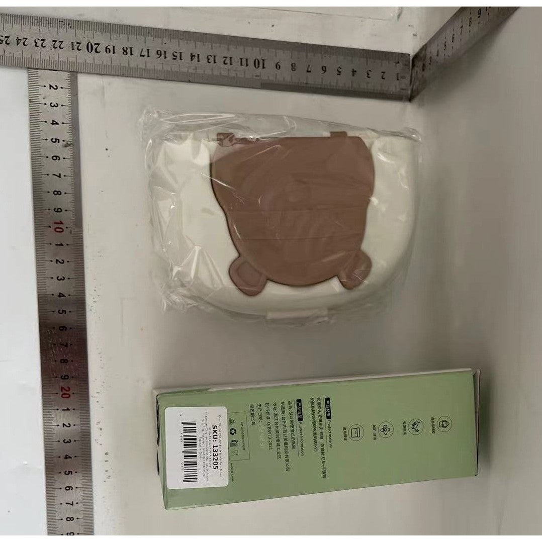 Set 7 Piese de Spalat/Uscat Biberoane, Flippy, Portabil, Peri de Silicon, pentru Tetine, Suzete, Biberoane, Paie, Cutie Inclusa, 16 x 11 x 5 cm, Model Ursulet, Maro