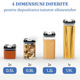 Set 7 Recipiente Organizare Alimente, Vivimall, Inchidere Etansa, Etichete Reutilizabile, Cupe Masurare, 4 Dimensiuni Diferite, din Plastic Dur, Transparent - vivimall.ro