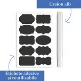 Set 7 Recipiente Organizare Alimente, Vivimall, Inchidere Etansa, Etichete Reutilizabile, Cupe Masurare, 4 Dimensiuni Diferite, din Plastic Dur, Transparent - vivimall.ro