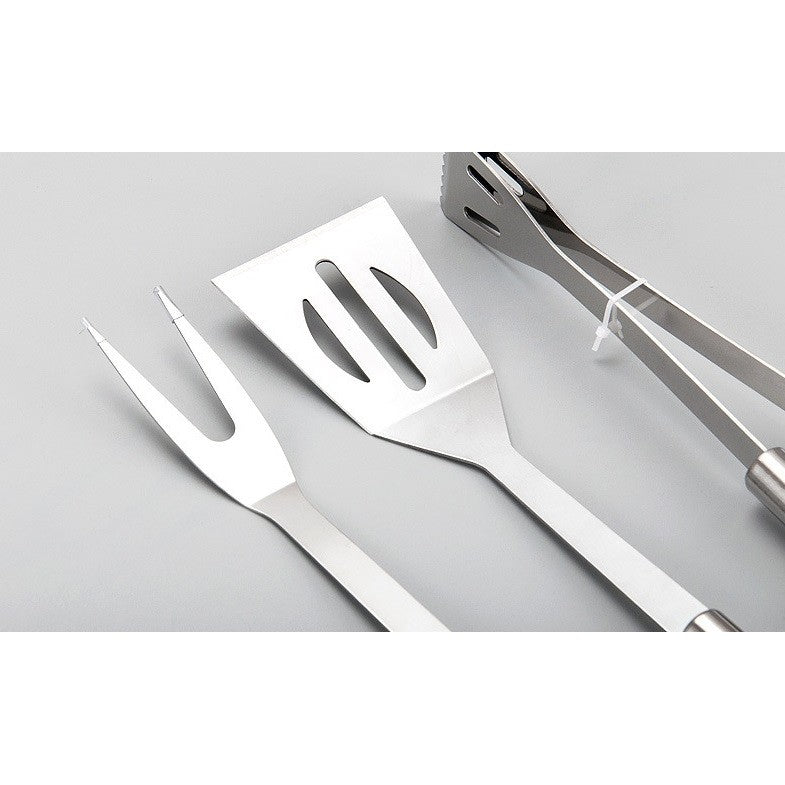 Set 7 Ustensile Pentru Gratar, Din Otel Inoxidabil, Geanta Oxford, Argintiu - vivimall.ro