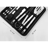 Set 7 Ustensile Pentru Gratar, Din Otel Inoxidabil, Geanta Oxford, Argintiu - vivimall.ro