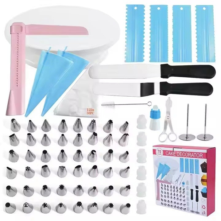 Set 70 Piese Ustensile Pentru Ornare Prajituri, Din Plastic Si Otel Inoxidabil, Multicolor - vivimall.ro