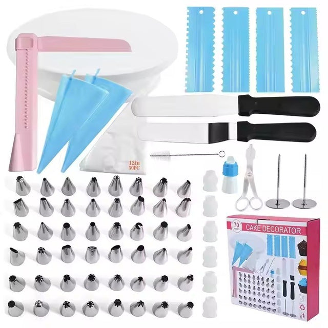 Set 70 Piese Ustensile Pentru Ornare Prajituri, Din Plastic Si Otel Inoxidabil, Multicolor - vivimall.ro