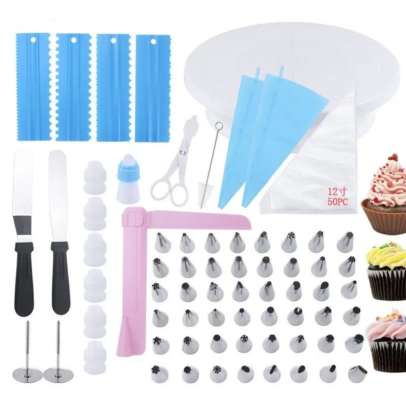 Set 70 Piese Ustensile Pentru Ornare Prajituri, Din Plastic Si Otel Inoxidabil, Multicolor - vivimall.ro
