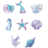 Set 8 Decoratiuni pentru Petrecere Sirena, Vivimall, Colectia Mermaid, Panglici Incluse, Multicolor - vivimall.ro