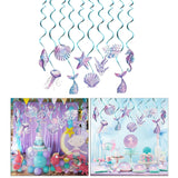 Set 8 Decoratiuni pentru Petrecere Sirena, Vivimall, Colectia Mermaid, Panglici Incluse, Multicolor - vivimall.ro