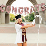 Set 8 Baloane din Folie Metalizata, Flippy, Model Scris Congrats, Litere de 40 cm, Tema Absolvire, Baloane Party, Ambalaj Individual, Pai Inclus, Umflare cu Aer sau Heliu, Roz