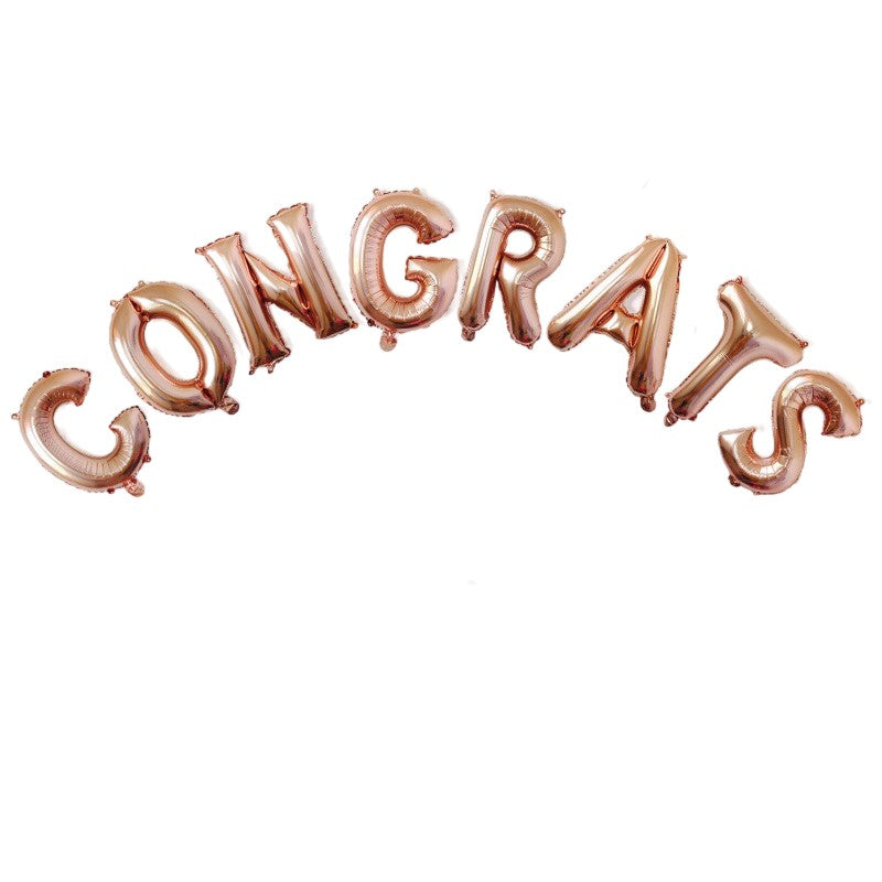 Set 8 Baloane din Folie Metalizata, Flippy, Model Scris Congrats, Litere de 40 cm, Tema Absolvire, Baloane Party, Ambalaj Individual, Pai Inclus, Umflare cu Aer sau Heliu, Roz