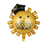 Set 8 Baloane din Folie Metalizată si din Latex, Flippy, Figurine Soare 77x67cm, Stea si Hexagon 45 cm, Baloane Latex 30 cm, Tema Absolvire, Ambalaj Individual, Pai Inclus, Umflare cu Aer sau Heliu, Multicolor