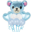Set Baloane Aniversare, Set Din 8 Bucati, 1 Bucata Urs Mare, 2 Inimi Folie, 5 Simple Din Latex Baby Boy, 60 Cm - vivimall.ro