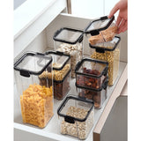 Set 8 Recipiente din Plastic, Vivimall, pentru Alimente/Obiecte, Inchidere Ermetica, 2 x 460 ml, 3 x 700 ml, 2 x 1300 ml, 1 x 1800 ml, Transparent - vivimall.ro