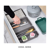 Set 8 cutii depozitare, pentru sertar, cosmetice, ustensile bucatarie, textile, plastic, gri, Vivimall, 23.5 x 16 cm - vivimall.ro