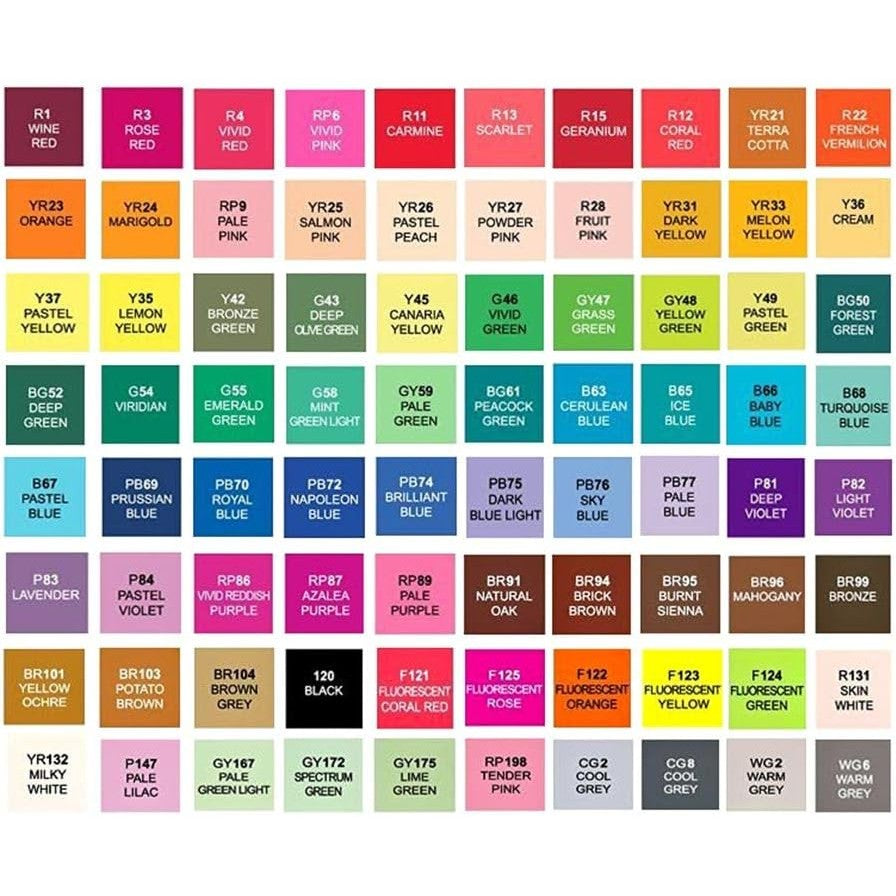 Set 80 Markere Duble, Vivimall, pe Baza de Alcool, Geanta Impermeabila Inclusa, Culori Numerotate, 17 x 17.5 x 13.7 cm, Multicolor - vivimall.ro