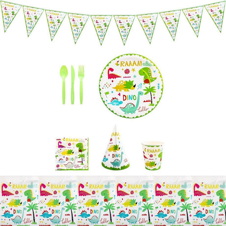 Set 9 Accesorii De Masa, Colectia Dino Park, 82 Piese, Din Carton/Plastic/Hartie - vivimall.ro