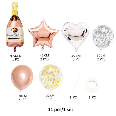 Set 9 Baloane Din Folie Metalizatäƒ Si Din Latex, Baloane Party, Bat Si Adeziv Incluse, Umflare Cu Aer Sau Heliu, Roz - vivimall.ro