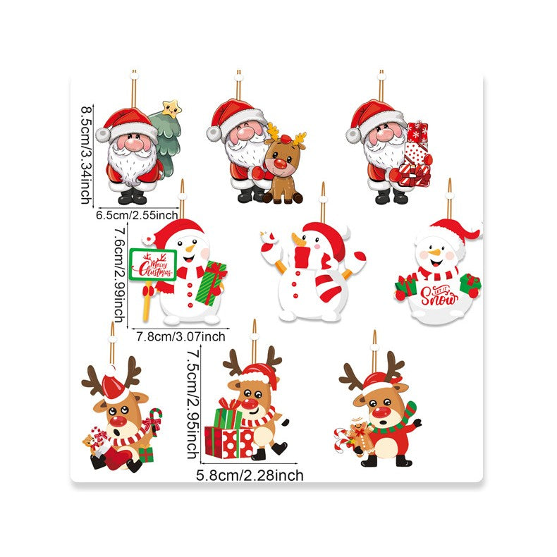 Set 9 Decoratiuni De Craciun Din Lemn, Cu Snur Pentru Agatare In Brad, 3 Modele, Ren Si Cadouri, Diferite Dimensiuni - vivimall.ro