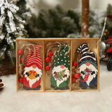 Set 9 Decoratiuni De Craciun Din Lemn, Cu Snur Pentru Agatare In Brad, 3 Modele Mos Craciun Diferite Dimensiuni - vivimall.ro