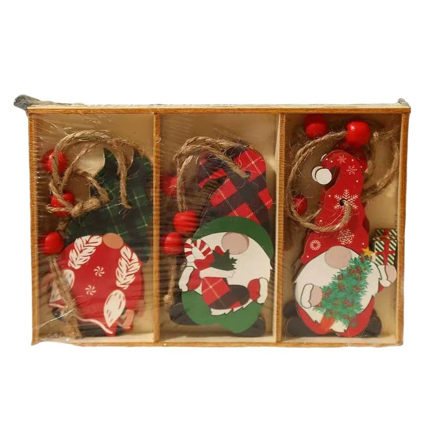 Set 9 Decoratiuni De Craciun Din Lemn, Cu Snur Pentru Agatare In Brad, 3 Modele - vivimall.ro