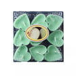Set 9 Lumanari in Forma de Inima, Vivimall, pentru Ziua Indragostitilor, Aroma de Mar, Ardere 3.5 h, din Parafina, 4 x 2 cm, Verde - vivimall.ro