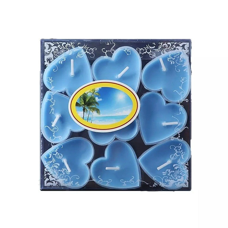 Set 9 Lumanari In Forma De Inima, Pentru Ziua Indragostitilor, Aroma Tropicala, Ardere 3.5 H, Din Parafina