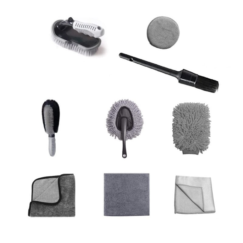 Set 9 Piese Pentru Spalat Auto, Din Plastic Si Microfibra, Perii Si Lavete - vivimall.ro